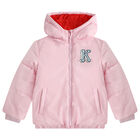 Girls Pink Varsity Tiger Logo Puffer Jacket, 1, hi-res